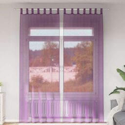 Berkfield Home Voile Curtains with Rod Pockets 2 pcs Purple - thumbnail 1