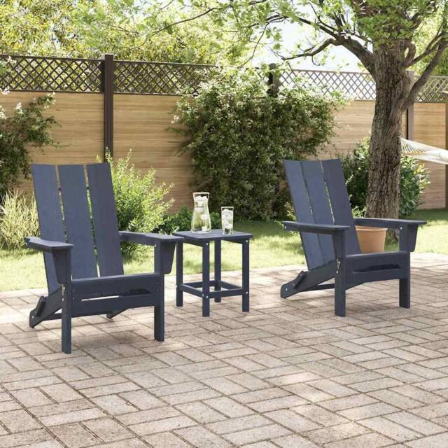 Berkfield Home Modern Foldable Adirondack Chairs 2 pcs Navy Blue 74.5x80.5x90 cm HDPE - image 1