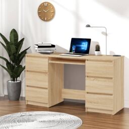 Berkfield Home Writing Desk Sonoma Oak 140x50x77 cm Engineered Wood in Brown - Size: 140 x 50 x 77 cm