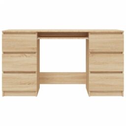 Berkfield Home Writing Desk Sonoma Oak 140x50x77 cm Engineered Wood in Brown - Size: 140 x 50 x 77 cm - thumbnail 4