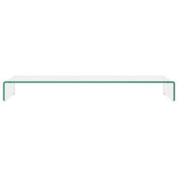 Berkfield Home TV Stand/Monitor Riser Glass Clear 110x30x13 cm - Size: 110 x 30 x 13 cm - thumbnail 3