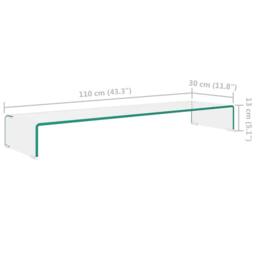 Berkfield Home TV Stand/Monitor Riser Glass Clear 110x30x13 cm - Size: 110 x 30 x 13 cm - thumbnail 6