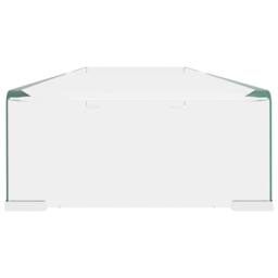 Berkfield Home TV Stand/Monitor Riser Glass Clear 110x30x13 cm - Size: 110 x 30 x 13 cm - thumbnail 4