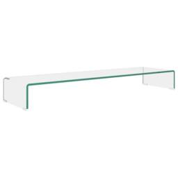 Berkfield Home TV Stand/Monitor Riser Glass Clear 110x30x13 cm - Size: 110 x 30 x 13 cm - thumbnail 2