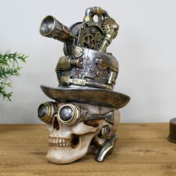 Gifts Direct 2 U Steampunk Skull with Camera Hat Ornament in Bronze - thumbnail 2