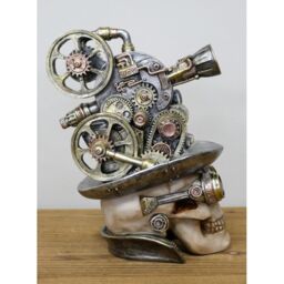 Gifts Direct 2 U Steampunk Skull with Camera Hat Ornament in Bronze - thumbnail 4