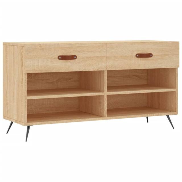 Berkfield Home Shoe Bench Sonoma Oak 102x35x55 cm Engineered Wood in Brown - Size: 102 x 35 x 55 cm - image 1