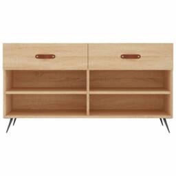 Berkfield Home Shoe Bench Sonoma Oak 102x35x55 cm Engineered Wood in Brown - Size: 102 x 35 x 55 cm - thumbnail 6
