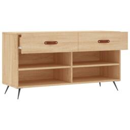 Berkfield Home Shoe Bench Sonoma Oak 102x35x55 cm Engineered Wood in Brown - Size: 102 x 35 x 55 cm - thumbnail 5