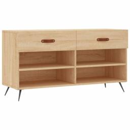 Berkfield Home Shoe Bench Sonoma Oak 102x35x55 cm Engineered Wood in Brown - Size: 102 x 35 x 55 cm