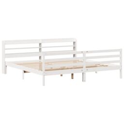 Berkfield Home Bed Frame with Headboard without Mattress White 200x200 cm - thumbnail 3
