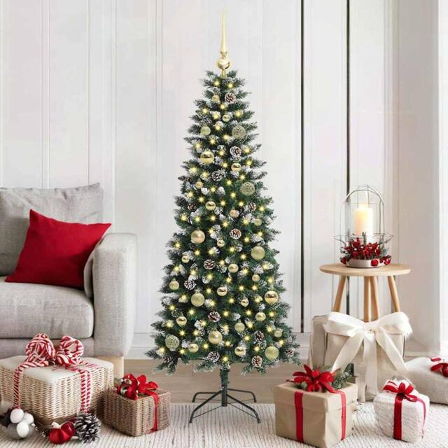 Berkfield Home Artificial Christmas Tree with 150 LEDs Green 66 x 66 x 150 cm - image 1