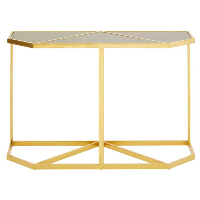 Orsina Elegant Design Black Tempered Glass Console Table, Sturdy Hallway Table, Durable Modern Console Table in Gold - image 1