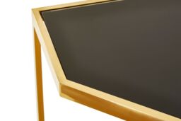 Orsina Elegant Design Black Tempered Glass Console Table, Sturdy Hallway Table, Durable Modern Console Table in Gold - thumbnail 4