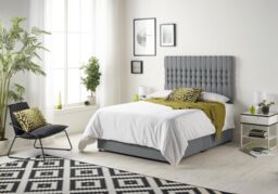 Somnior Galaxy Sprung Memory Foam Divan Bed with Headboard In Plush Fabric in Light Grey - Size: Small Double - thumbnail 2