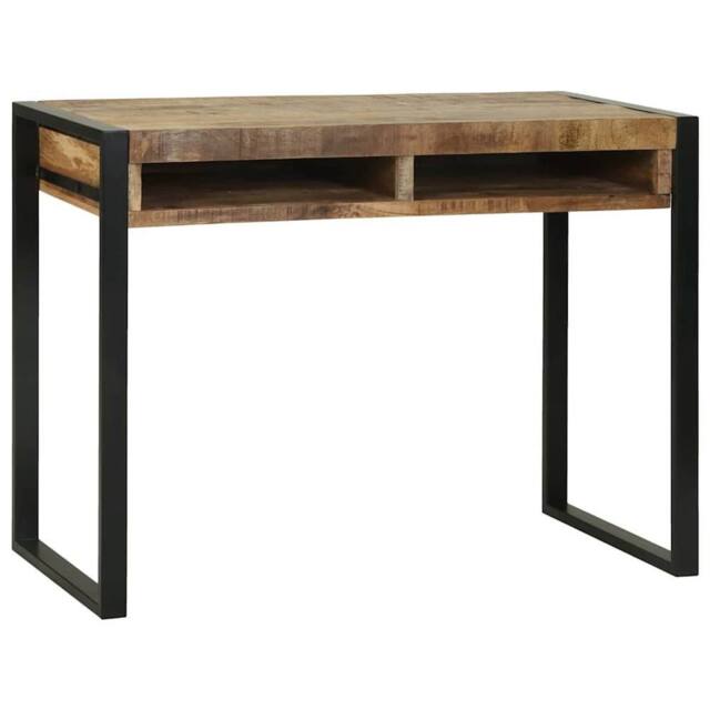 Berkfield Home Stunning Dressing Table with Mirror 100x50x75 cm Solid Rough Wood in Brown - Size: 100 x 50 x 75 cm - image 1