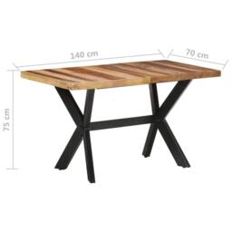 Berkfield Home Dining Table 140x70x75 cm Solid Wood with Honey Finish in Brown - Size: 140 x 70 x 75 cm - thumbnail 6