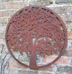 Inspirational Gifting Heart Leaf Tree Wall Screen With a Pair of Love Birds 60cm Diameter in Brown - thumbnail 4