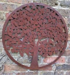Inspirational Gifting Heart Leaf Tree Wall Screen With a Pair of Love Birds 60cm Diameter in Brown - thumbnail 3