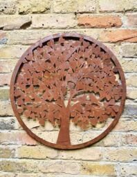 Inspirational Gifting Heart Leaf Tree Wall Screen With a Pair of Love Birds 60cm Diameter in Brown - thumbnail 2