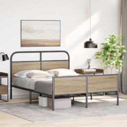Berkfield Home Bed Frame without Mattress 140x200 cm Sonoma Oak Engineered Wood in Brown - thumbnail 4