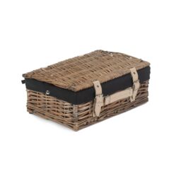 Red Hamper Wicker 35cm Antique Wash Split Willow Picnic Basket with Cotton Lining in Black - thumbnail 2