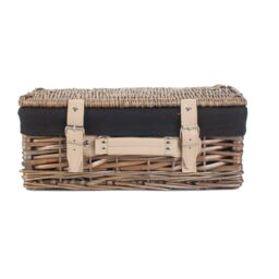Red Hamper Wicker 35cm Antique Wash Split Willow Picnic Basket with Cotton Lining in Black - thumbnail 4
