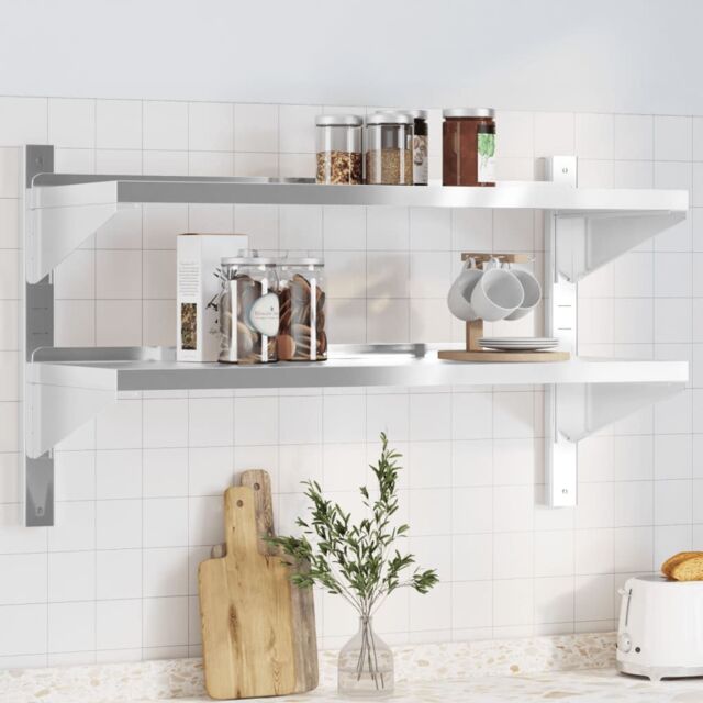 Berkfield Home 2-Tier Wall Shelf 100x40x60 cm Silver Stainless Steel - Size: 100 x 40 x 60 cm - image 1