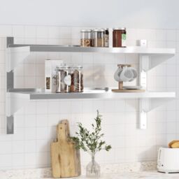 Berkfield Home 2-Tier Wall Shelf 100x40x60 cm Silver Stainless Steel - Size: 100 x 40 x 60 cm - thumbnail 1