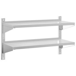 Berkfield Home 2-Tier Wall Shelf 100x40x60 cm Silver Stainless Steel - Size: 100 x 40 x 60 cm - thumbnail 2