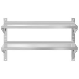 Berkfield Home 2-Tier Wall Shelf 100x40x60 cm Silver Stainless Steel - Size: 100 x 40 x 60 cm - thumbnail 5