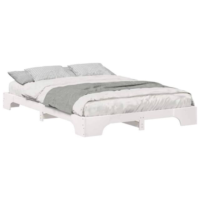 Berkfield Home Stylish Floor Bed Frame with Storage White 140 x 210 cm Wood - image 1