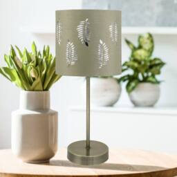 First Choice Lighting Antique Brass Stick Table Lamp with Sage Green Fern Shade in Bronze - thumbnail 2