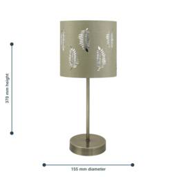 First Choice Lighting Antique Brass Stick Table Lamp with Sage Green Fern Shade in Bronze - thumbnail 4