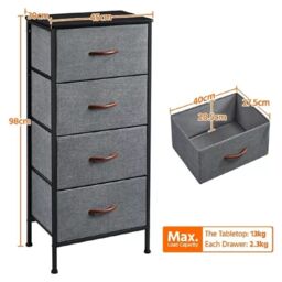 EONLION 4-Drawer Fabric Chest, Bedroom Living Room Storage Dresser in Dark Grey - thumbnail 2