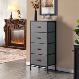 EONLION 4-Drawer Fabric Chest, Bedroom Living Room Storage Dresser in Dark Grey - thumbnail 3