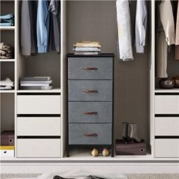 EONLION 4-Drawer Fabric Chest, Bedroom Living Room Storage Dresser in Dark Grey - thumbnail 6