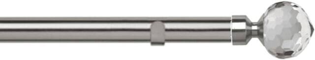 New Edge Blinds 28mm Fixed Length Metal Eyelet Curtain Pole Set - Bella Finial in Silver - Size: 270 cm - image 1