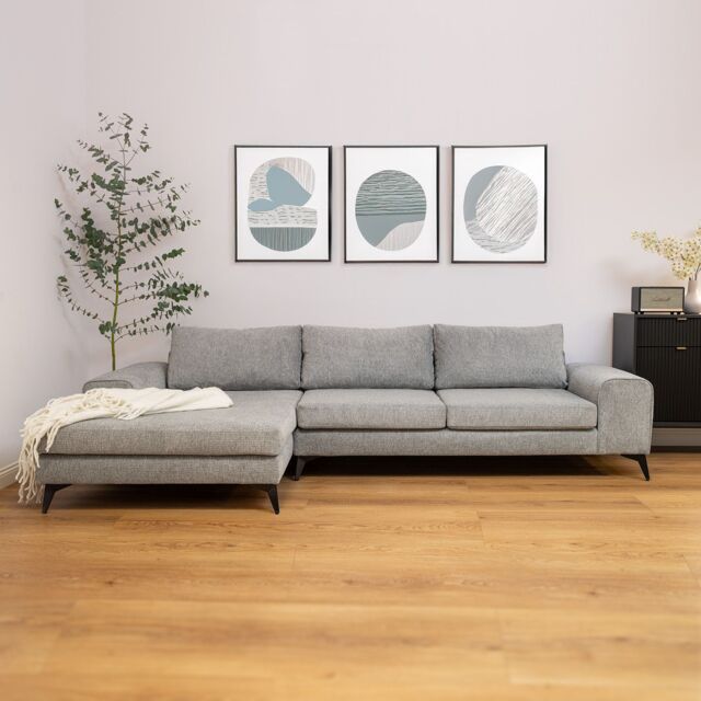 Abakus Direct Venice Corner Left Sofa with Deep Seats & Extra-wide Padded Arms in Grey - image 1