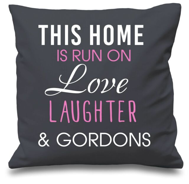 "60 SECOND MAKEOVER Grey Cushion Cover This Home Is Run By Love Laughter & Gordons 16"" x 16"" Mum Friend Gift Decorative Cushion Home"