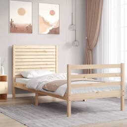 Berkfield Home Bed Frame with Headboard Single Solid Wood in Brown