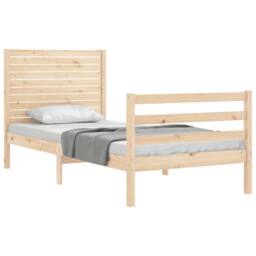 Berkfield Home Bed Frame with Headboard Single Solid Wood in Brown - thumbnail 4