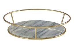 Orsina Delphine White Marble & Brass Finish Fruit Basket - thumbnail 5