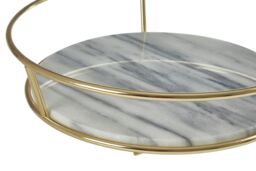 Orsina Delphine White Marble & Brass Finish Fruit Basket - thumbnail 4