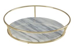 Orsina Delphine White Marble & Brass Finish Fruit Basket - thumbnail 2