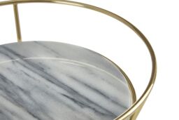 Orsina Delphine White Marble & Brass Finish Fruit Basket - thumbnail 3