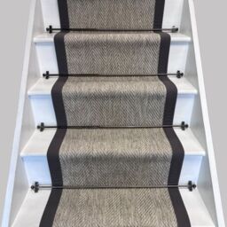 RainbowHome Herringbone New England Grey Stair Runner with Grey Cotton Border - Size: 50 cm x 700 cm - thumbnail 1