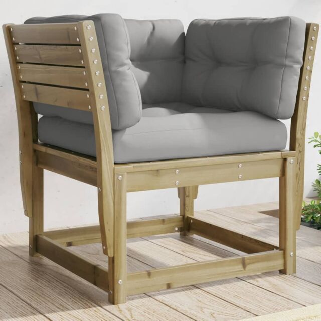 Berkfield Home Garden Sofa Armrest with Cushions Impregnated Wood Pine in Brown - image 1
