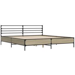 Berkfield Home Durable Bed Frame without Mattress Sonoma Oak 200x200 cm in Light Tan - thumbnail 1