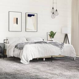 Berkfield Home Durable Bed Frame without Mattress Sonoma Oak 200x200 cm in Light Tan - thumbnail 2